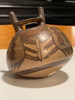 Pre-Colombian Nasca polychrome bridge-spout vessel, Peru, AD 300-600