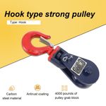 2 Ton Snatch Block with Hook and Safety Catch Heavy Duty Swivel Pulley Lifting