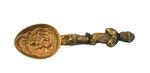 VINTAGE BRASS INDIAN RITUAL SPOON WITH Hindu diety  figures with Indian dancer