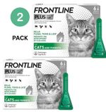2x FRONTLINE Plus Flea & Tick Treatment for Cats and Ferrets - 6 Pipettes..
