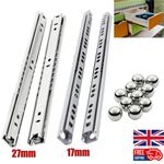 17/27MM BALL BEARING DRAWER RUNNERS FOR GROOVED DRAWER SIDES / CHEST OF DRAWERS