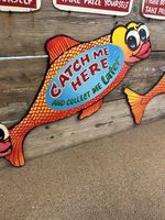 Vintage Coney Beach Fairground Goldfish Double Sided Hand Painted Signs