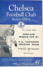 FA CHARITY SHIELD 1950 England World Cup X1 v Canada @ Chelsea - one team change