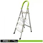 4 Step Aluminium Ladder Foldable Safety Step Stool 150kg Anti-Slip Wide Treads