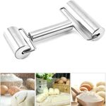 Smooth Stainless Steel Rolling Pin Pastry and Pizza  Double Dough Baker Roller