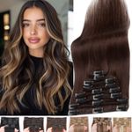 10-24inch 100% Clip In Real Remy Human Hair Extensions 8 pcs Full Head Brown UK