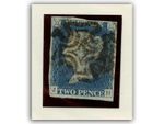 1840 2d Blue Stamp with Four Margin | Initials JH | Maltese Cross Postmark