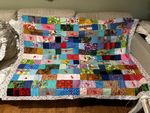 Colorful PATCHWORK Strip Quilt 56”x80” Scrappy Fun Fabrics 1960’s Tied Must See!