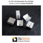 5x Heatsink Pre-drilled for TO-220 14.5 x 16 x 9.6mm Silver Cooler Transistor