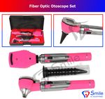 New Fiber Optic Otoscope Ophthalmoscope Examination LED Diagnostic ENT Set PINK