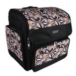 Collapsible Rolling Tote Bag 2 Wheel Trolley Bag for Sewing/Crafts  Brown Floral