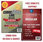 Comic ProLine Bags & Boards 100 Each (Regular Size) Top-Quality - FREE Shipping!