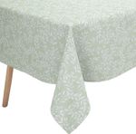 Willow Leaves Sage Green PVC Vinyl Wipe Clean Oilcloth Tablecloth