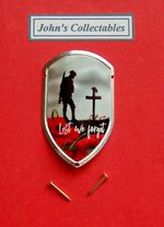 MILITARY LEST WE FORGET WALKING / HIKING STICK BADGE/ MOUNT NEW IN PACKET LOT K