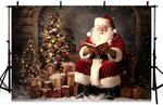 MEHOFOND 10x7ft Christmas Backdrop Santa Claus Story Book Christmas Tree Gift F
