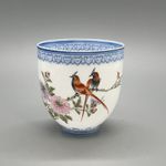 Vintage Hand Painted Chinese Eggshell Porcelain Tea Cup Marked QianLong