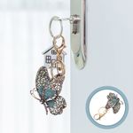 Alloy Rhinestone Butterflies Keychain Durable Key Ring for Backpack Pendant