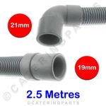 UNIVERSAL 2.5M DRAIN HOSE PLASTIC DRAIN HOSE ANGLED GREY 19mm x 21mm DISHWASHER
