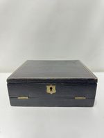  Antique Leather-Covered Writing Box – 19th/ Early 20th Century Stationery Slope