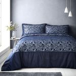 Jacquard Damask Floral Quilted Bedspread Bed Throw Throwover Pillowsham Set Navy