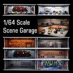 Diorama 1:64 Car Parking Lot LED Repair Shop Garage Scene Model Gift Car Art Toy