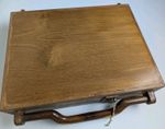 Vintage Handmade Solid Wood Attache Briefcase Box Geometric Peg Lock 16.5”