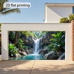 Tropical Green Plant Waterfall Garage Door Banner Fabric Party Backdrop BH