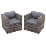 Oseasons Malta Rattan 2 Seat 2 Chair Garden Outdoor Patio Set in Walnut Grey