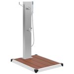 Outdoor Shower with Tray WPC Stainless Steel Panel with Base Brown/Grey vidaXL