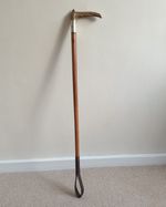 Antique 1897 Huntsman's Stag Antler Silver Collar Malacca Riding Crop Birmingham