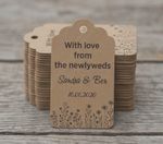 Personalised Floral Wedding Favour Tags – Custom Thank You Tags, Kraft or Linen