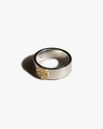 First Arrows R-001 Silver 8mm Flat Hammered Plain Ring w/ K18 - #20