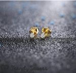 3mm 14K Solid Gold on Sterling Silver Tiny Stud Earrings with Swarovski Crystals