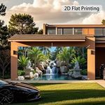 Flower Garden Waterfall Garage Door Banner Fabric Party Backdrop XS