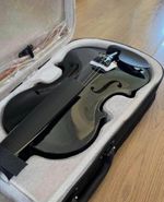 Black 4/4 Acoustic Violin 4-String Polished, Beginner Right Handed + Case Bow