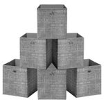 HEFTMAN Foldable Storage Cube Boxes Fabric Space Saver Grey 33x33x33cm Set of 6