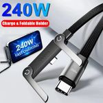 2-in-1 Invisible Holder Charger Cable–240W Fast Charging Cord with Phone Stand