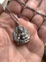 Antique Guru Rinpoche Sterling Silver Pendant Padmasambhava Tibetan Necklace