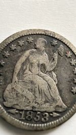 1853 With Arrows Seated Liberty Half Dime 5c Circulated Ungraded. You Grade