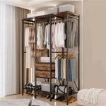 Wooden Coat Rack Industrial Hall Tree Clothes Stand Wardrobe With Shelves
