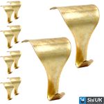 Pack Of 10 PICTURE RAIL MOULDING HANGING HOOKS - BRASS
