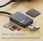 Memory Card Reader 8 in 1 USB 3.0 and USB-C to SD Micro SD MS CF Card Reader