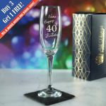 Personalised Engraved  Champagne Flute Happy 40th Birthday Speckled, Gift Boxed