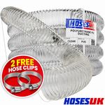 Clear PU Flexible Ducting Hose Dust & Fume Extraction Ventilation 2 Hose Clips
