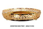 Gold Round Stylish 23cm Golden Plated Paandan Decorated Tray Home Kitchen Party.