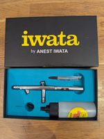 2 Boxed Iwata hp-BCS Siphon Airbrushes, Hoses, & Clamp Stand