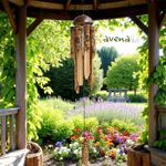 Large Bamboo Windchime Burnt Flower Design Fair Trade Bamboo Wind Chime