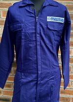 Retro Mazda Badged Zip Front Navy Boiler Suit Polycotton Overalls L 42-45" Chest