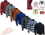 Mens Lumberjack Aramid Lined CE Armour Motorbike Flannel Motorcycle Check Shirt