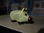 Wooden Pig Figurine Yellow Decorative Piggy Statue